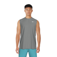 Nike Swim Men’s Solid Sleeveless Hydroguard Swim Shirt GRAY LARGE