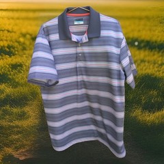 PGA Tour Airflux Size XL Gray Blue Orange Stripe Pullover Golf Men’s Shirt EUC