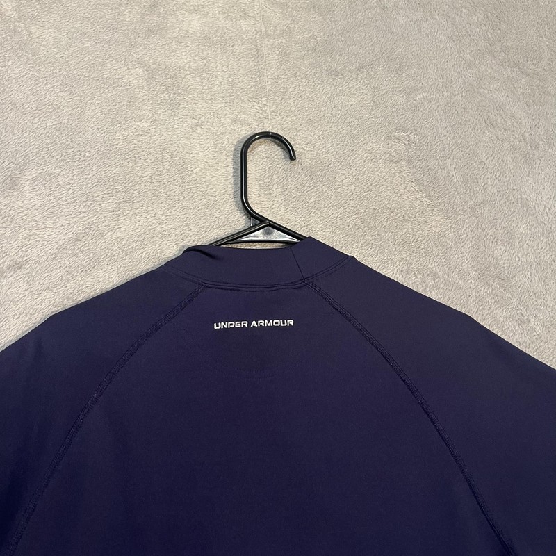 Under Armour Mock Neck Shirt Mens Medium Blue Short Sleeve Eaglewood Golf Top gallery
