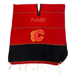 Vintage 00’s Red & Black Calgary Flames NHL Pullover Embroidered Poncho OSFA