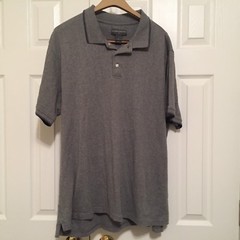 Saddlebred Shirt Men XL Gray Short Sleeve Polo 100% Cotton 50″ W 29″ Lentgth