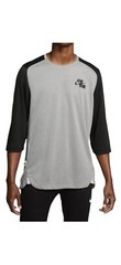 Nike BSBL 3/4 Raglan Baseball Top Shirt Black Gray BQ6598-010 Men’s Sm NWT Trout