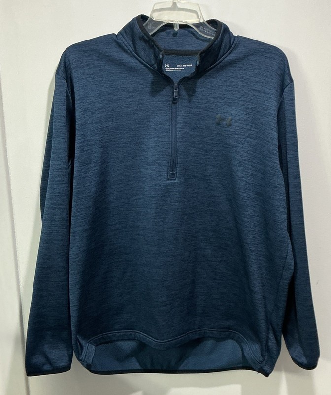 UNDER ARMOUR 1/4 Zip Pullover Mens 2XL Blue & Black Striped Loose Fit Lined UA gallery