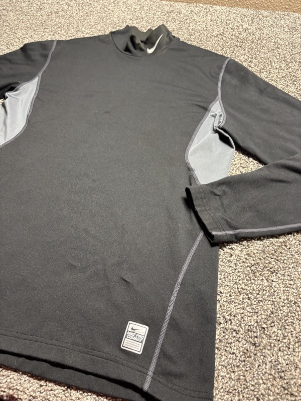 Nike Pro Combat Shirt Mens Black Dri-Fit Fleece Lined Fitted Mock Neck gallery