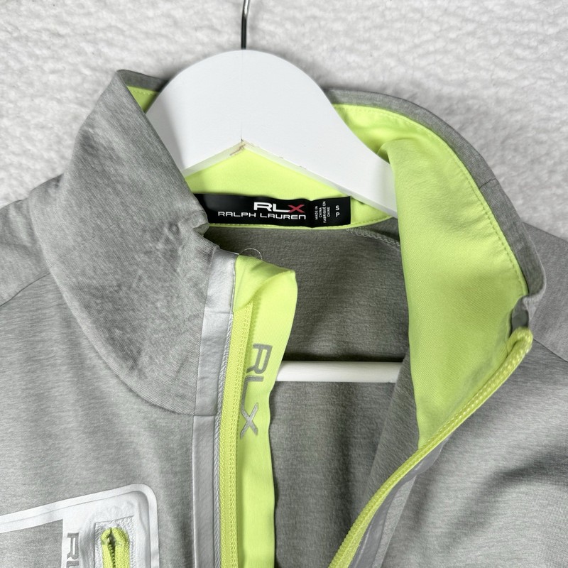 RALPH LAUREN RLX Performance Stretch Half Zip Pullover Gray - Neon Yellow -Small gallery