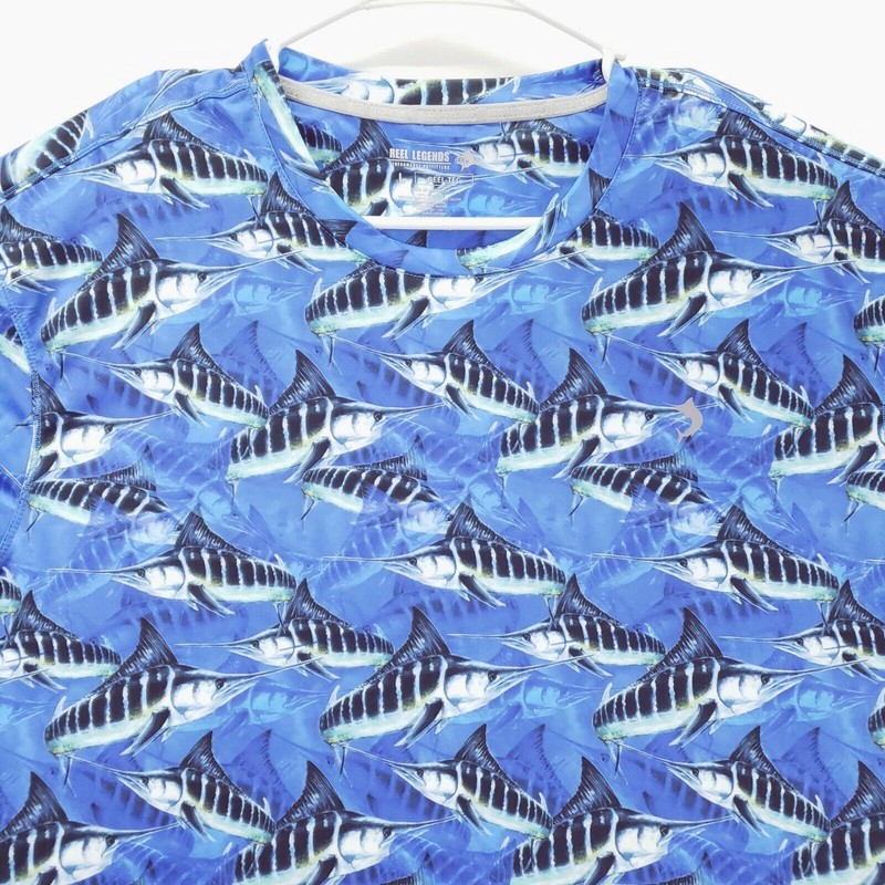 Reel Legends Fishing Shirt Mens Large Blue Reel Tec Marlin Sailfish gallery
