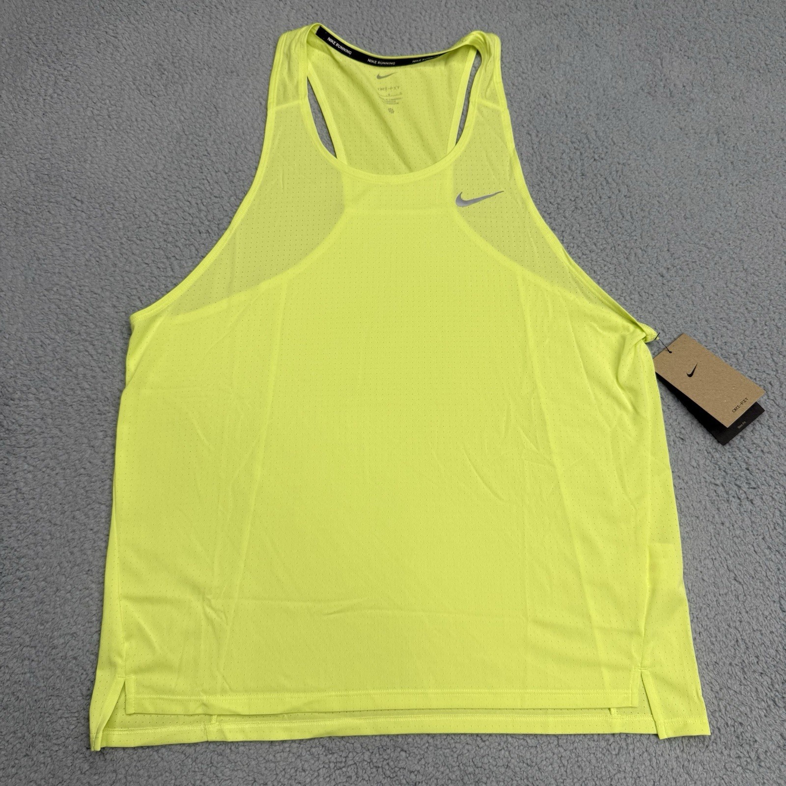 Nike Singlet Mens L Yellow Tank Top Running Lightweight Dri-Fit Mesh FN4229-736 gallery