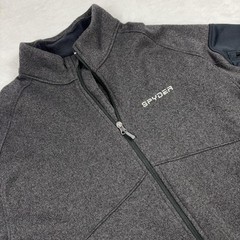 Spyder Full Zip Fleece Jacket Men L Gray Stand-Up Collar Pockets Athletic Logo