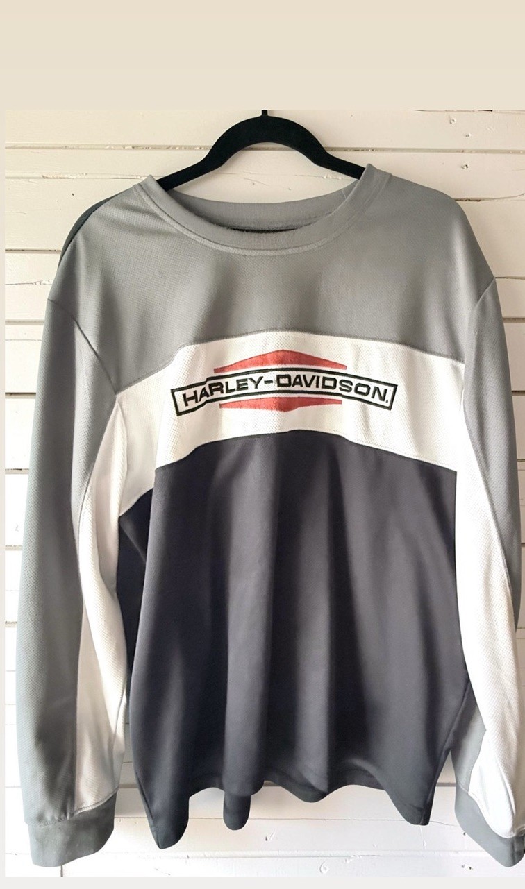 Harley-Davidson Racing Division Men's Long Sleeve Pullover Logo T-Shirt Gray Wh… gallery