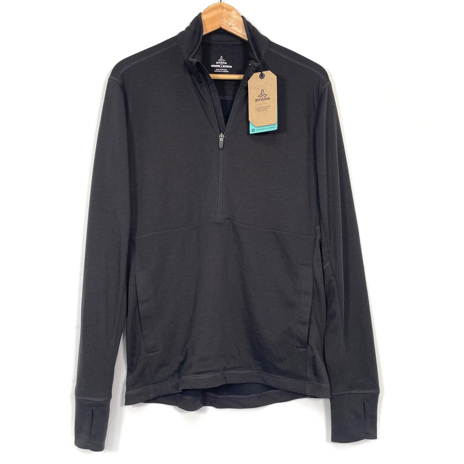 NWT prAna JARVIS 1/2 Zip Performance Pullover Top Base Layer Wool Blend, Men's S gallery