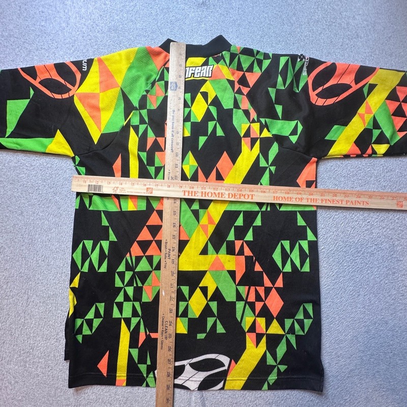 Vintage No Fear Motocross Jersey Mens Small Black Neon Geometric Spectrum BMX MX gallery