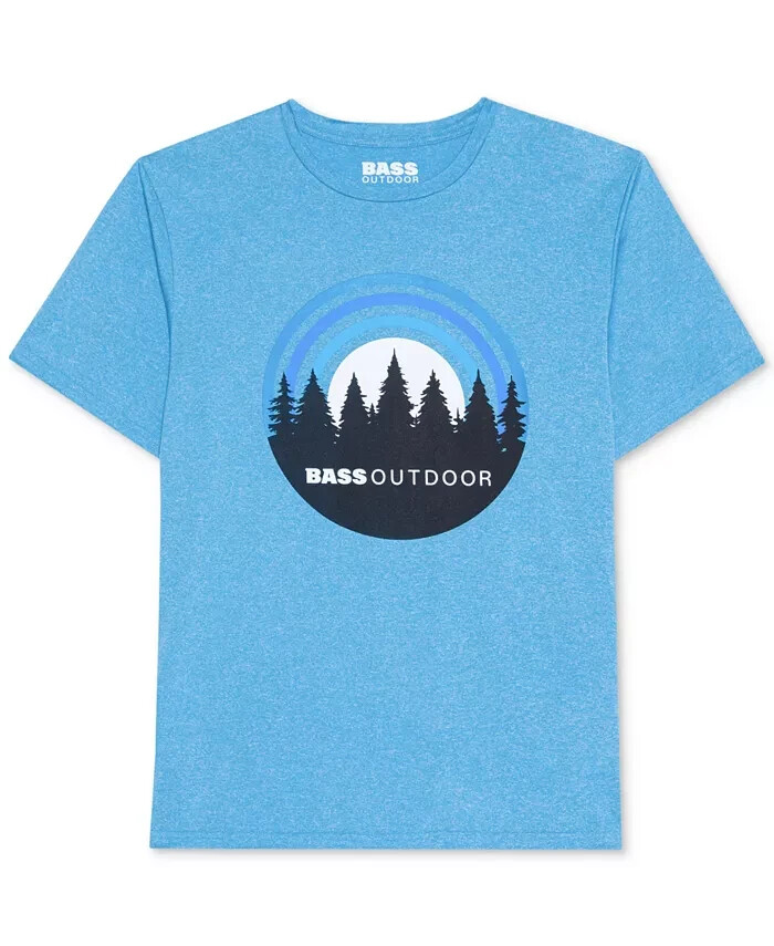 Bass Outdoor Performance Graphic T-Shirt Mens Medium UPF-50 Sky Blue Heather NEW gallery