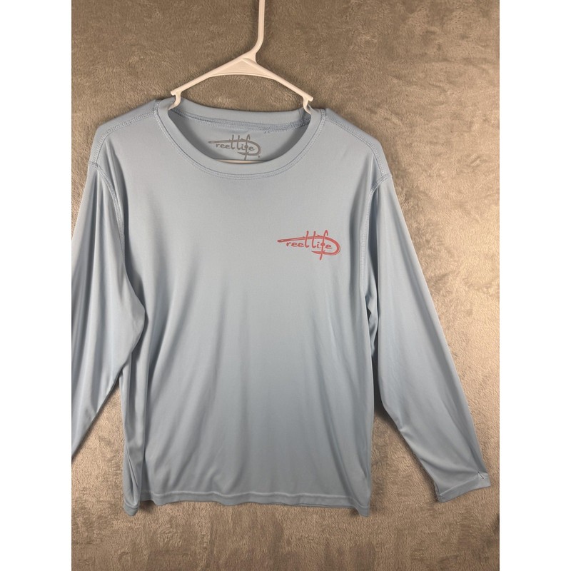 Reel Life Shirt Mens Medium Blue Long Sleeve American Flag Performance Fishing gallery