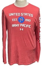 Mens Under Armour “United States Army Pacific” Athletic Shirt L/S Sz Large Red