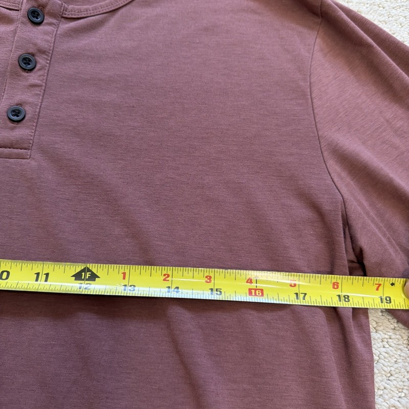 EUC Cuts Clothing Mens Medium Curve-Hem Long Sleeve Henley Performance Red Gym gallery