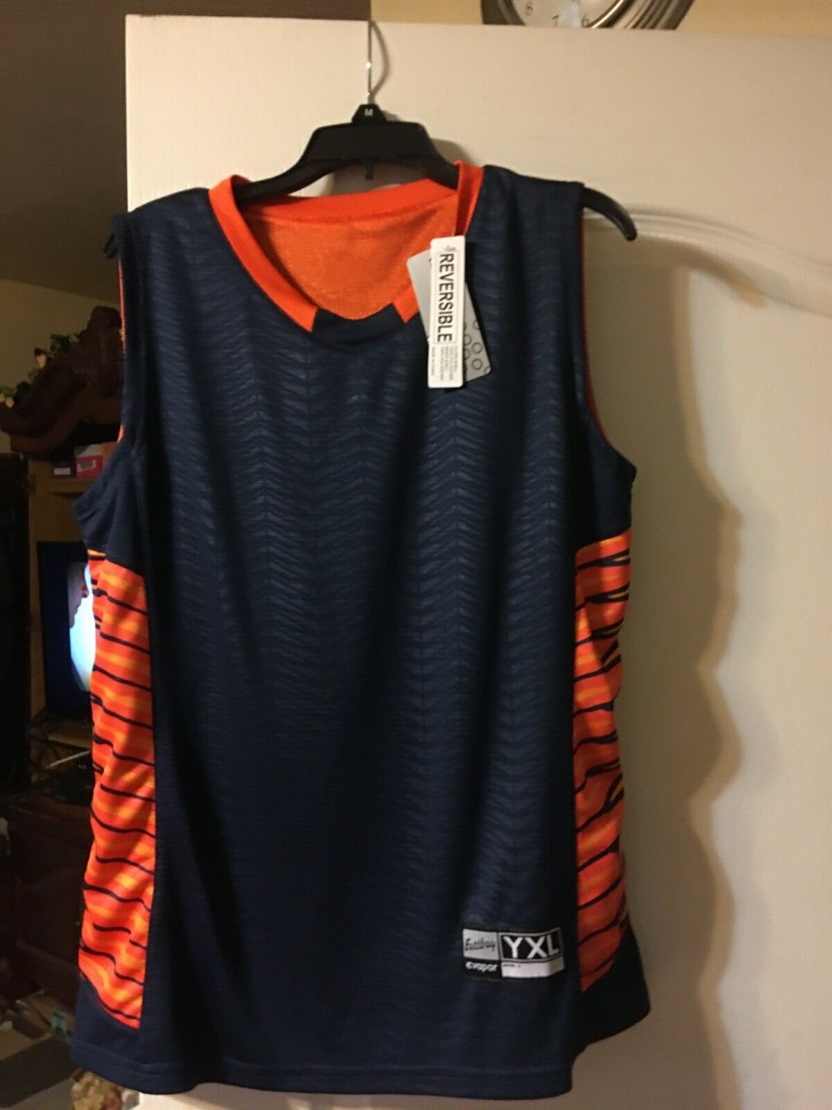 Eastbay Reversible Jersey Sleeveless Size YXL Navy Blue/Orange New gallery
