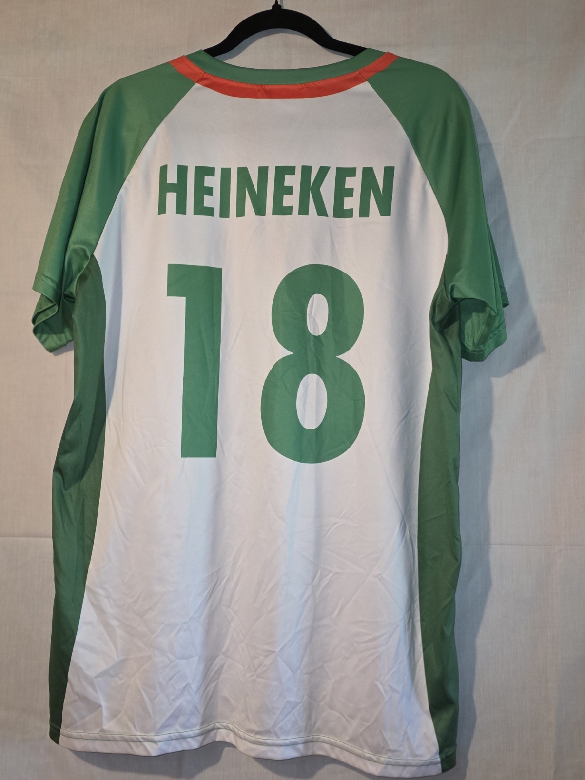 Heineken 18 Men's Large Short Sleeve Pullover Shirt - Green/White/Red gallery