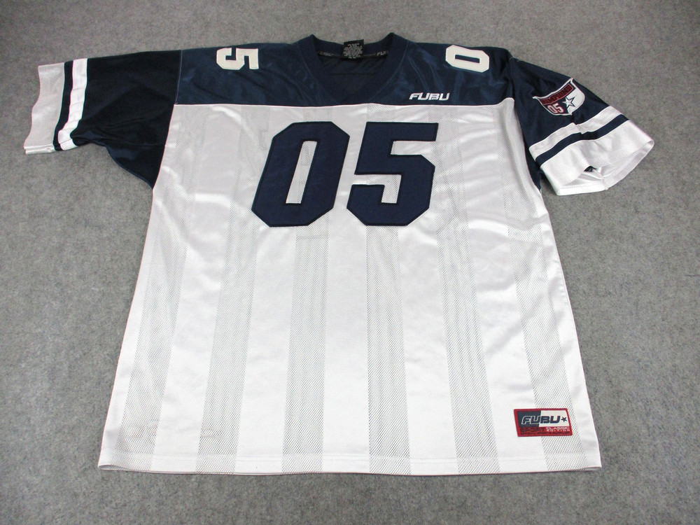 VINTAGE FUBU Jersey Mens 2XL XXL White Blue Football 05 Champions Street Wear