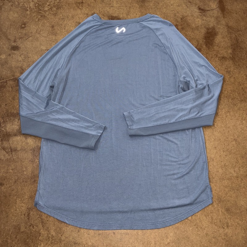 TLF Men’s Performance Long Sleeve Shirt Blue XL Gym CrossFit Curved Hem Logo Tee gallery