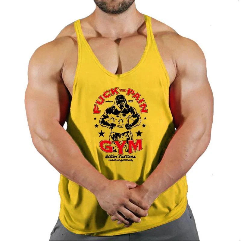 Men Tank Top Bodybuilding Gym Workout Fitness Cotton Sleeveless Stringer Vest gallery