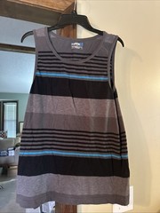 Tony Hawk Men’s Medium Tank Top Black Gray Blue Stripes