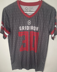 Gridiron Football Jersey Men’s S Gray Red White #30 100% Polyester V-Neck