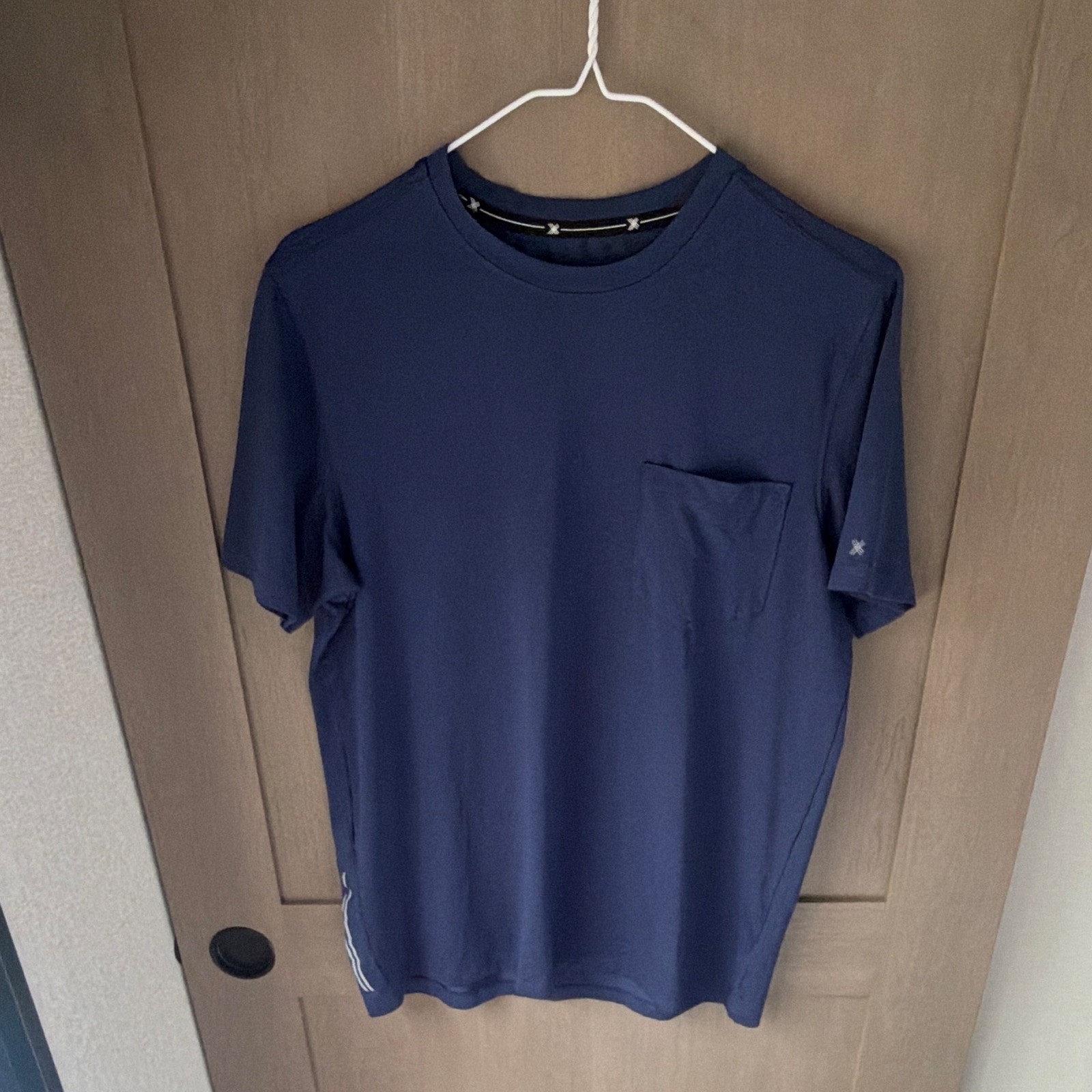 Kenneth Cole Active T-Shirt S Blue Crew Neck Short Sleeve Pocket Logo Casual gallery