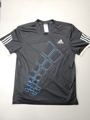 Adidas Clima365 Men’s Large Training Shirt Charcoal Gray Blue Graphic Tech Tee