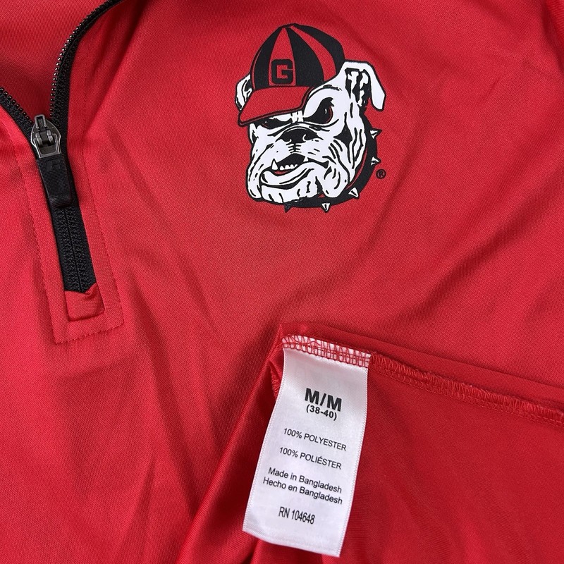 Georgia Bulldogs 1/4 Zip Mens M Russell Long Sleeve Pullover Red Polyester Shirt gallery