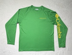 Columbia PFG University of Oregon Long Sleeve Shirt Green Yellow Men’s Size M