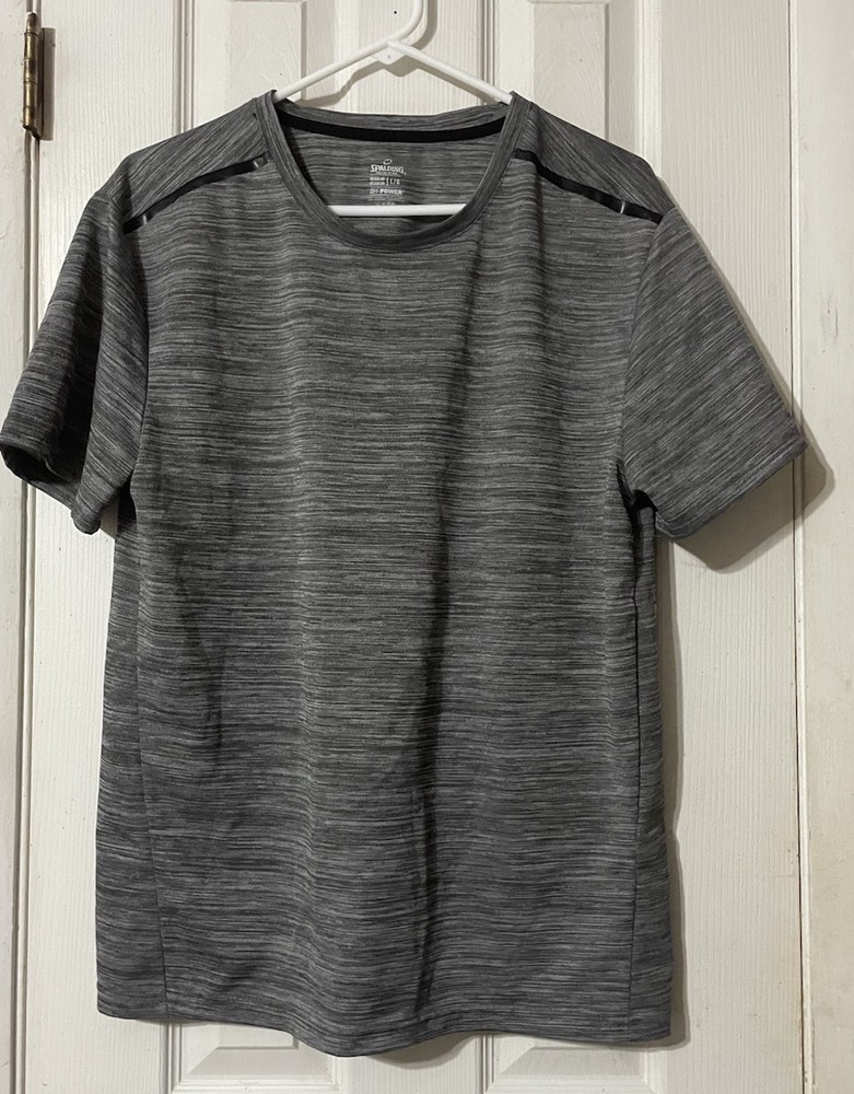 Spalding Dri Power T Shirt Large Gray Marled Short Sleeve