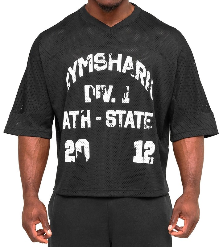GYMSHARK 'Mesh Oversized Graphic Football Jersey' Men's T-Shirt Black S *NWT* gallery