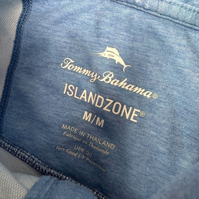 Tommy Bahama IslandZone 1/4 Zip Pullover Men's M Long Sleeve Heather Blue UPF gallery