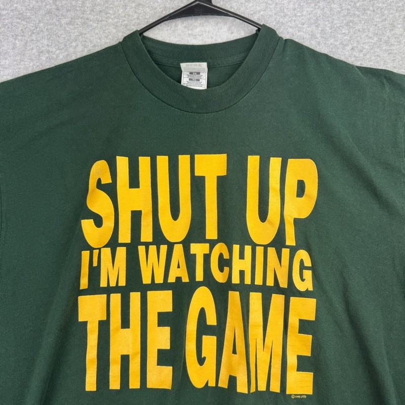 Vintage Green Bay Packers Size XL Shut Up I'm Watching the Game T-Shirt gallery