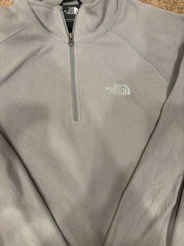 North Face Men’s Glacier Fleece Quarter Zip Shirt Size X-Large Light Gray gallery