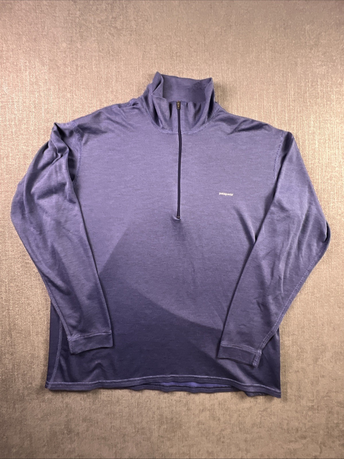 Patagonia Capilene Blue 1/4 Zip Mock Neck Pullover Men's L Long Sleeve Preppy gallery