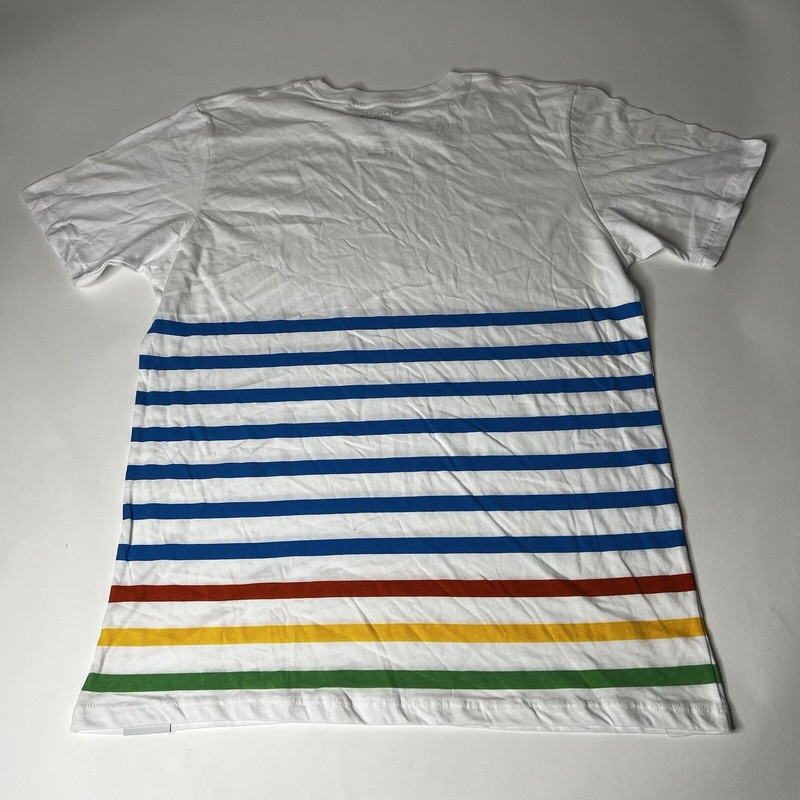 Google Official Merchandise Store White Multicolor Striped T-Shirt Unisex M NWOT gallery