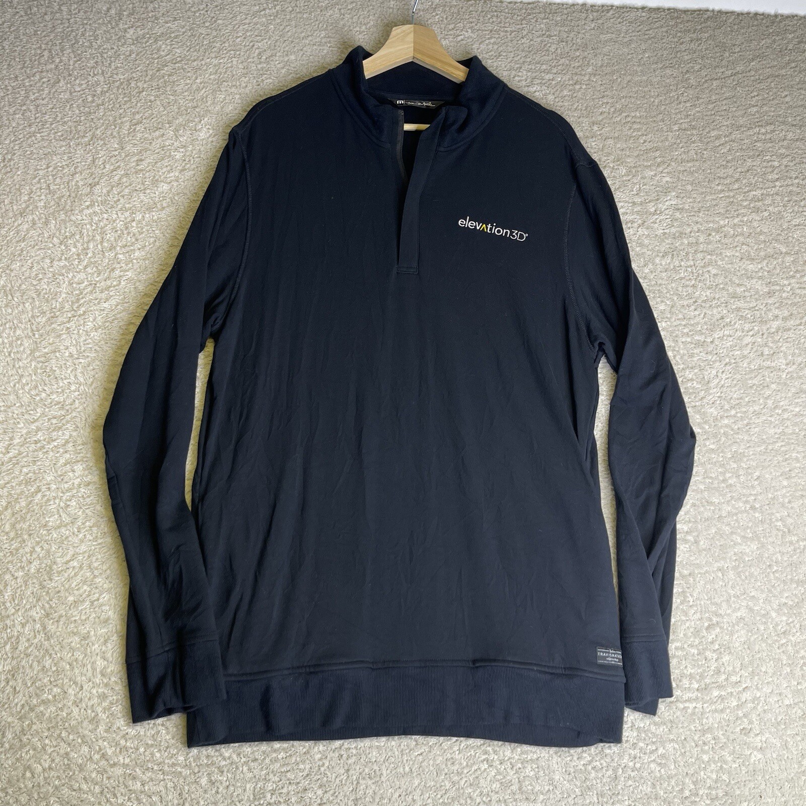 Travis Mathew Shirt Mens Large Newport Black 1/4 Zip Performance Activewear Golf gallery