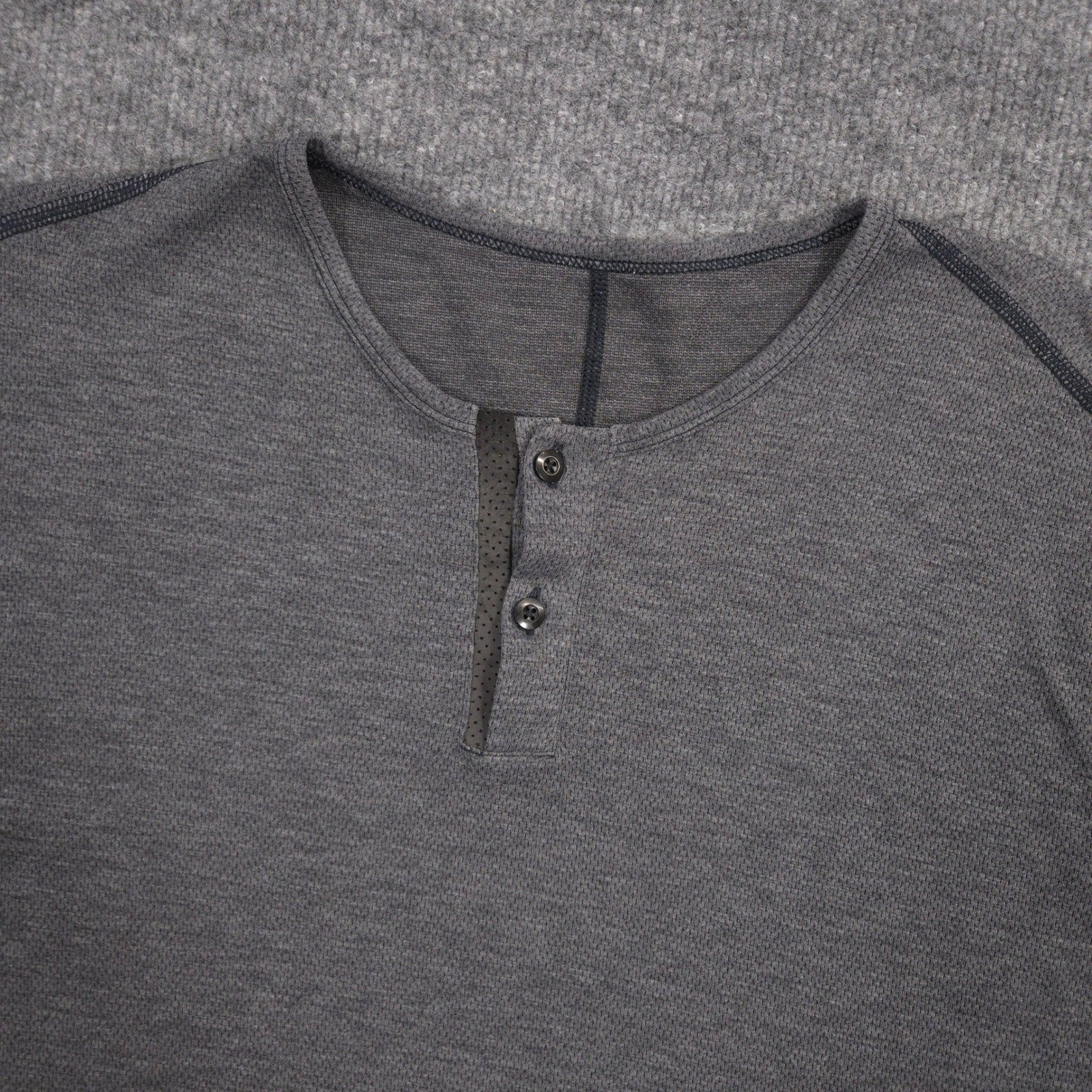 Lululemon Henley Shirt Mens Large Gray Long Sleeve Outdoor Preppy Hiking Casual gallery