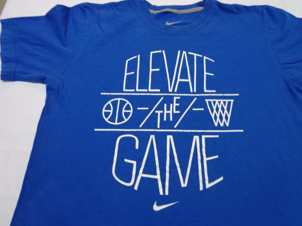 Nike T-Shirt Elevate The Game Blue Basketball Graphic Size Medium Regular Fi