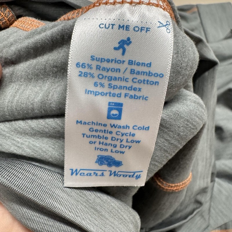 Wears Woody Pullover Mens XL Gray Blue Quarter Zip Made USA Bamboo Blend Patch gallery