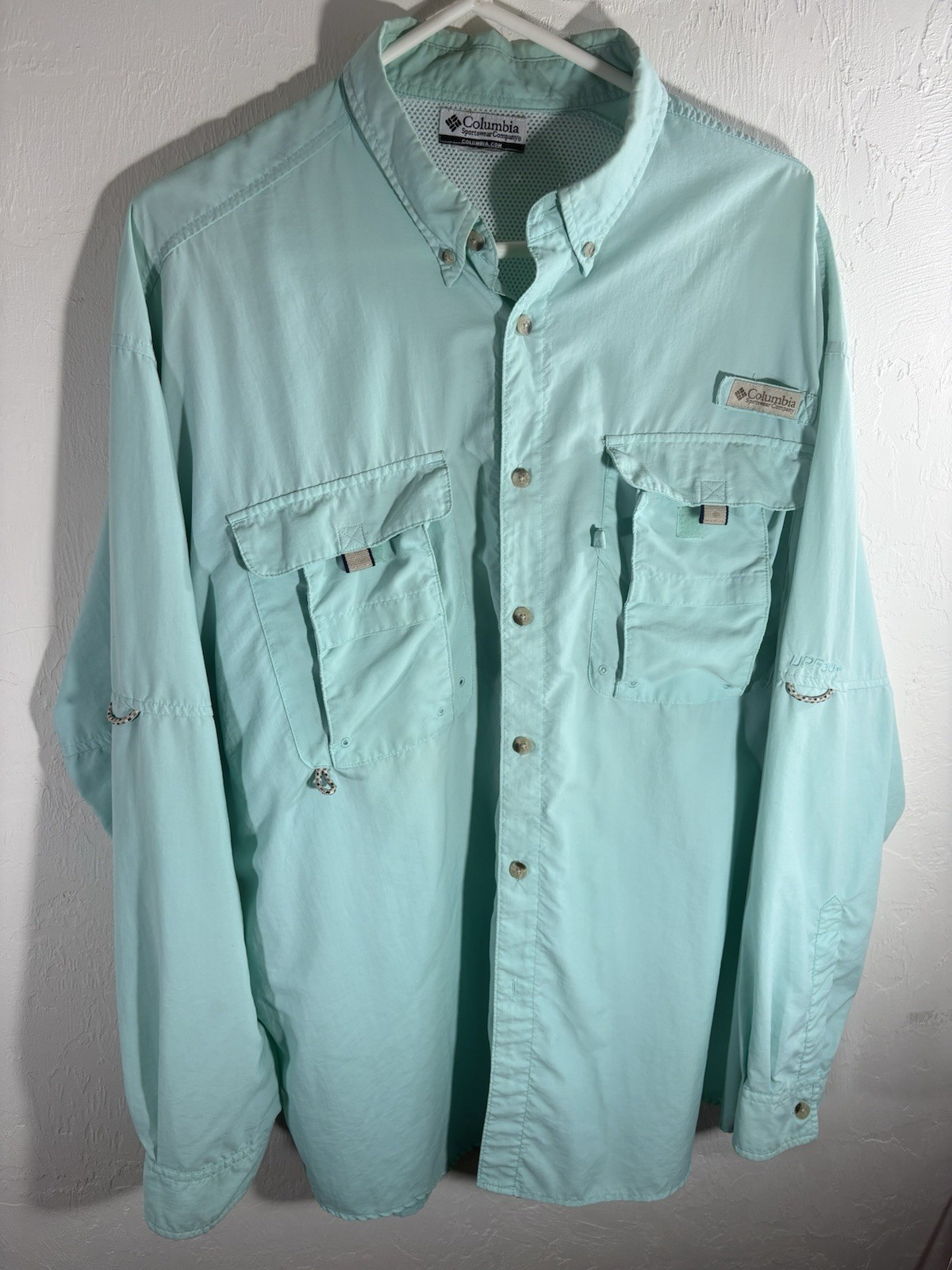 Columbia PFG Aquamarine Long Sleeve Performance Fishing Men Vented Pocket Shirt gallery