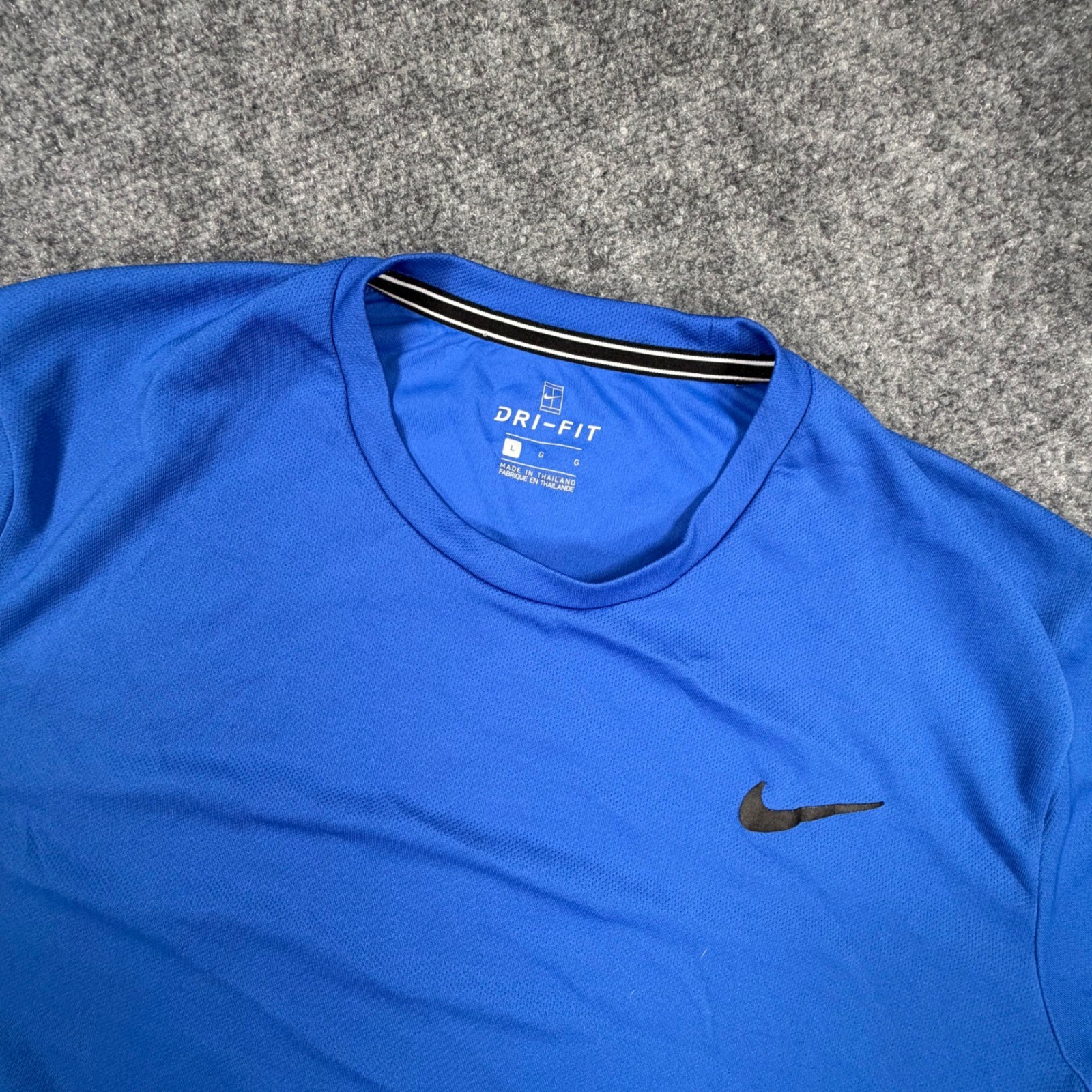 Nike Court Dri-FIT Mens Tennis Shirt Large Blue Black 939134-480 0556 gallery