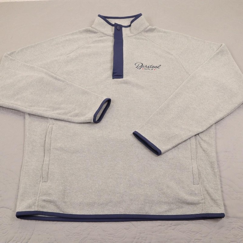 Peter Millar Barstool Fleece Sweater Pullover Mens Medium Gray Golf Long Sleeve gallery