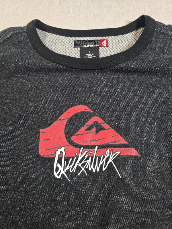 Quicksilver Long-Sleeve Thermal Waffle-Knit Graphic Shirt (Black) Men's L Y2K gallery