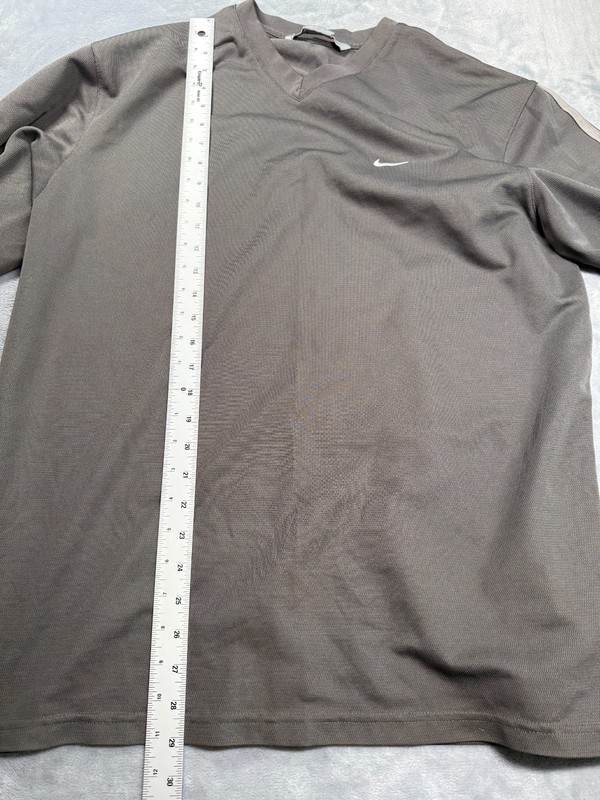 Nike Dri-FIT Pullover Mens Large Gray V Neck Long Sleeve Athletic Training Shirt gallery