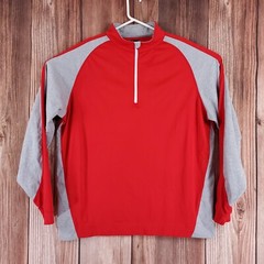 Footjoy Mens Size XL 1/4 Zip Red Gray Performance Golf L/S Pullover Stretch
