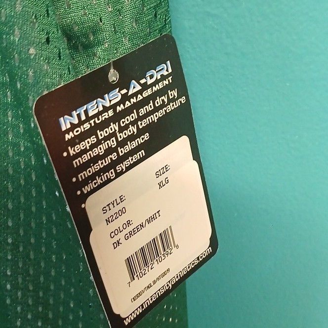 Intensity Moisture Wicking Mesh Dark Green White Men's Basketball Jersey Tank XL gallery
