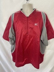Mizuno Teamwear 1/4 Zip Short Sleeve Nylon Active Top Red Baseball Mens Size XXL
