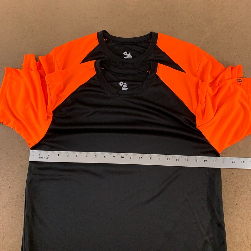 Lot of 2 Badger Sport Men's Medium Black Safety Orange Breakout Performance Tees gallery